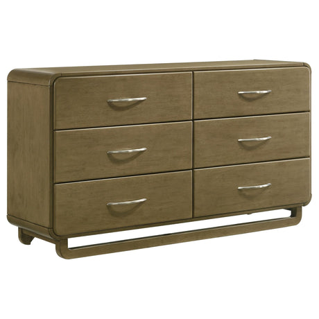 Amsbury 6-drawer dresser cabinet in nutmeg finish front view