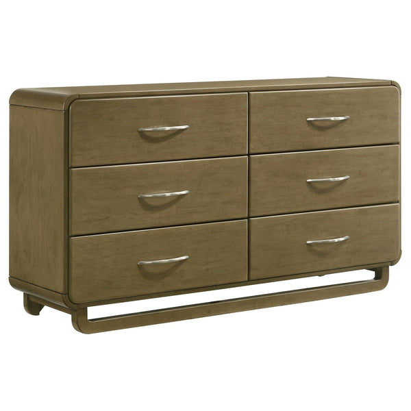 Amsbury 6-drawer dresser cabinet in nutmeg finish front view