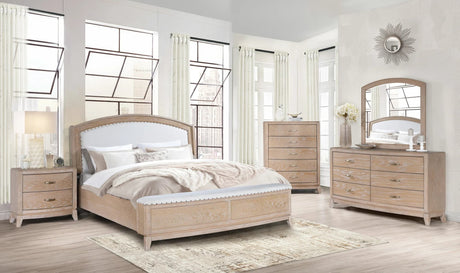 Lima Light Brown Gray Upholstered Bedroom Set bed with upholstered headboard
