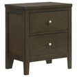 Wilkes 2-drawer nightstand dark cocoa front view
