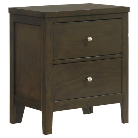 Wilkes 2-drawer nightstand dark cocoa front view