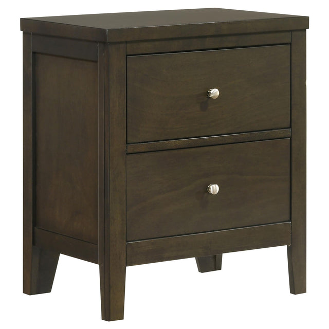 Wilkes 2-drawer nightstand dark cocoa front view