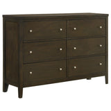 Wilkes 6-drawer dresser in dark cocoa finish front view