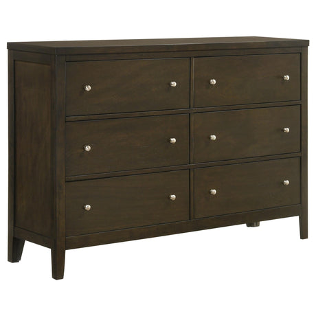 Wilkes 6-drawer dresser in dark cocoa finish front view