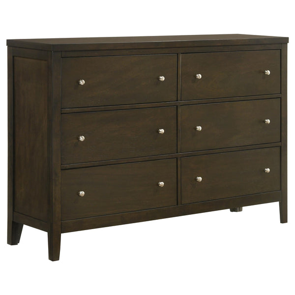 Wilkes 6-drawer dresser in dark cocoa finish front view