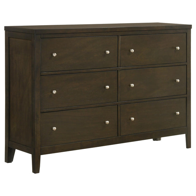 Wilkes 6-drawer dresser in dark cocoa finish front view