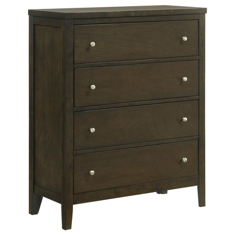 Wilkes 4-drawer chest in dark cocoa finish, front view