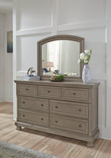 Lettner Light Gray Dresser and Mirror - front angle