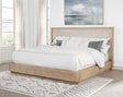 Kailani 49-inch Eastern King Wingback Platform Bed beige oak side view