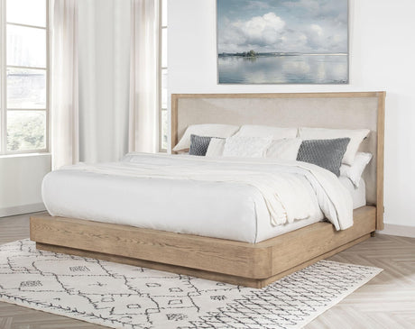 Kailani 49-inch Eastern King Wingback Platform Bed beige oak side view