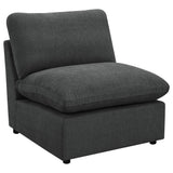 Collins Modular Armless Chair Dark Grey front angled view
