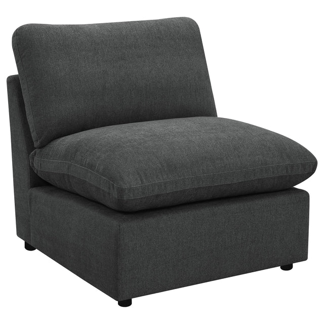 Collins Modular Armless Chair Dark Grey front angled view