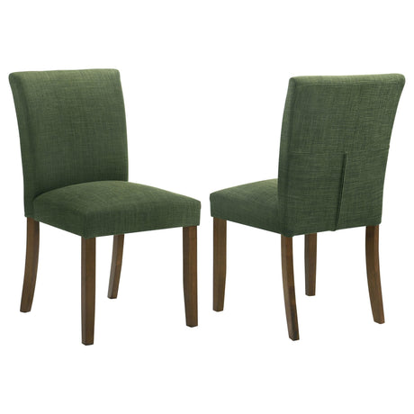 Cantley green upholstered dining side chair front angle