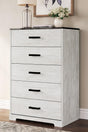 Shawburn chest of drawers with whitewash finish front view