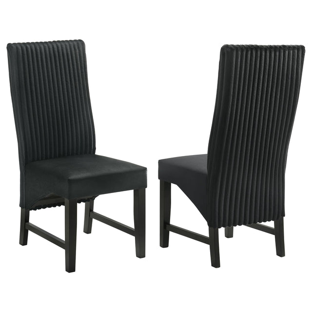 Barrand black upholstered dining side chair set of 2 front view