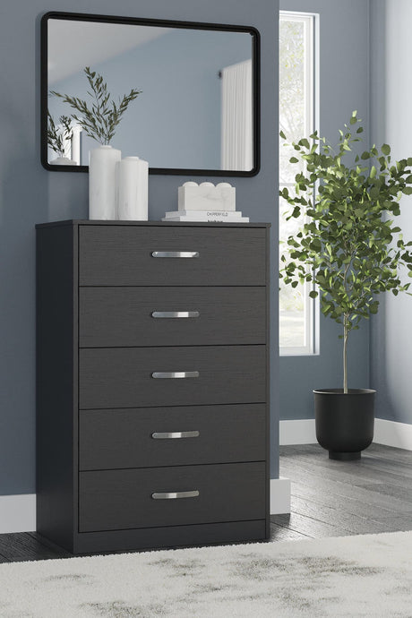 Finch Black Chest of Drawers front view