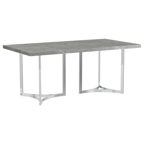 Sterling 72-inch dining table with grey faux marble top angled view