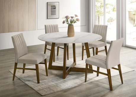 Enzo Dark Oak Dining Room Set showing table and four chairs
