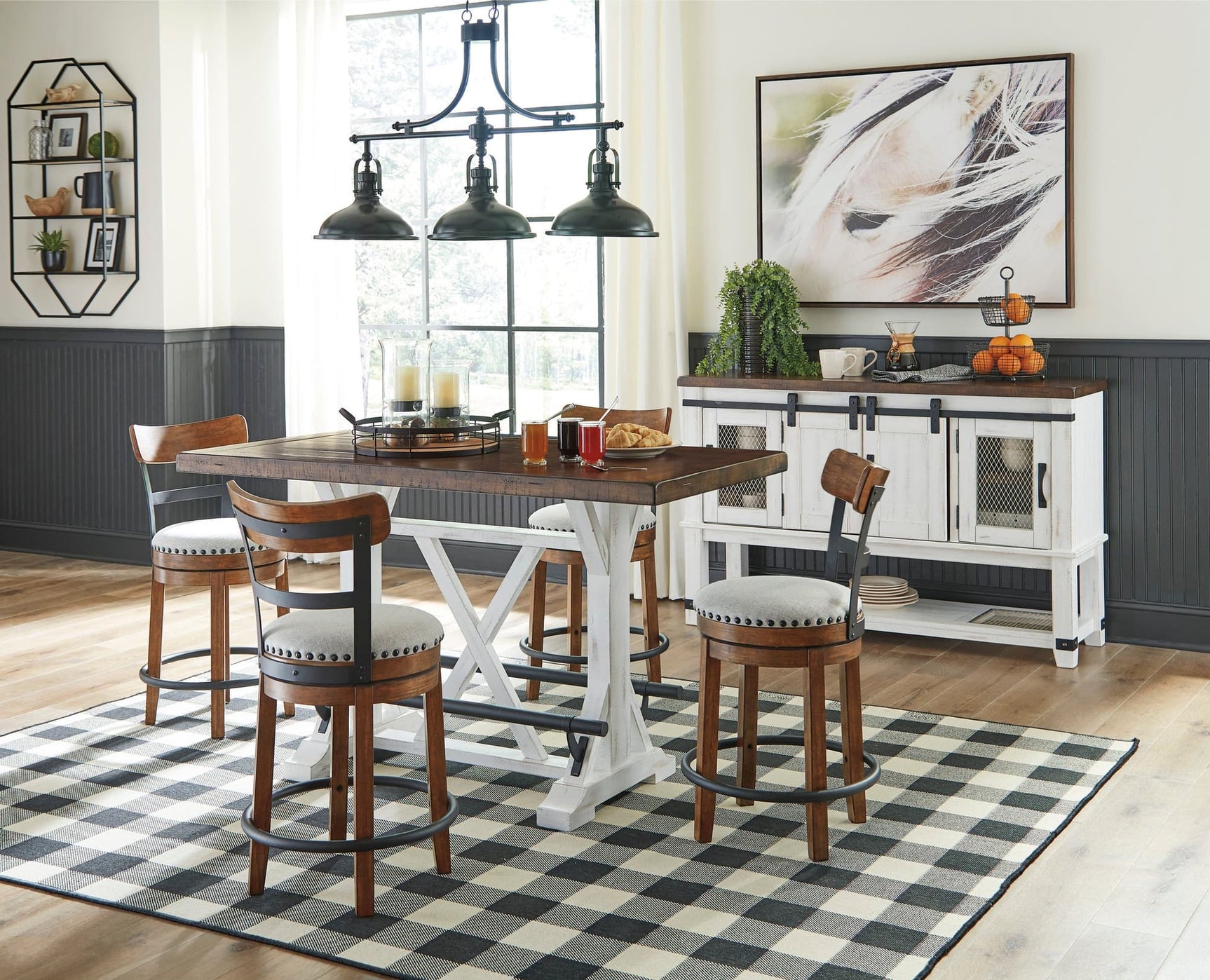 Main view of D546-424 5-piece brown and white dining set dining room furniture