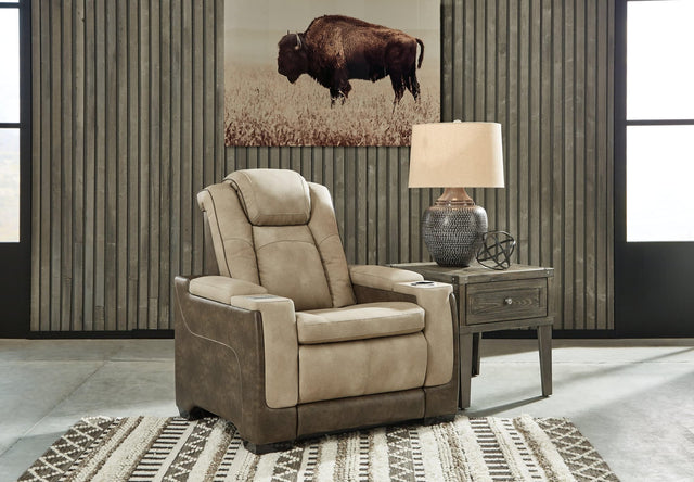 Next-Gen Durapella Sand Faux Leather Power Recliner front view