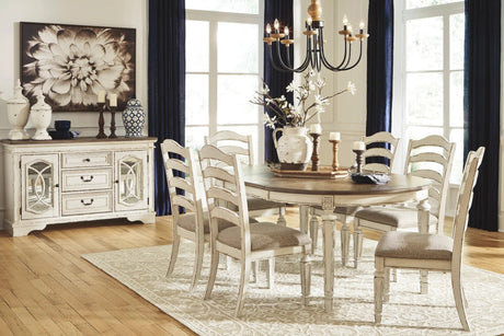 main view of D743 7-piece chipped white oval dining set