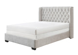 Daphne Gray Upholstered Tufted Panel Queen Bed front angle