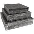 Keldy set of 3 antique pewter finish decorative boxes, front angle