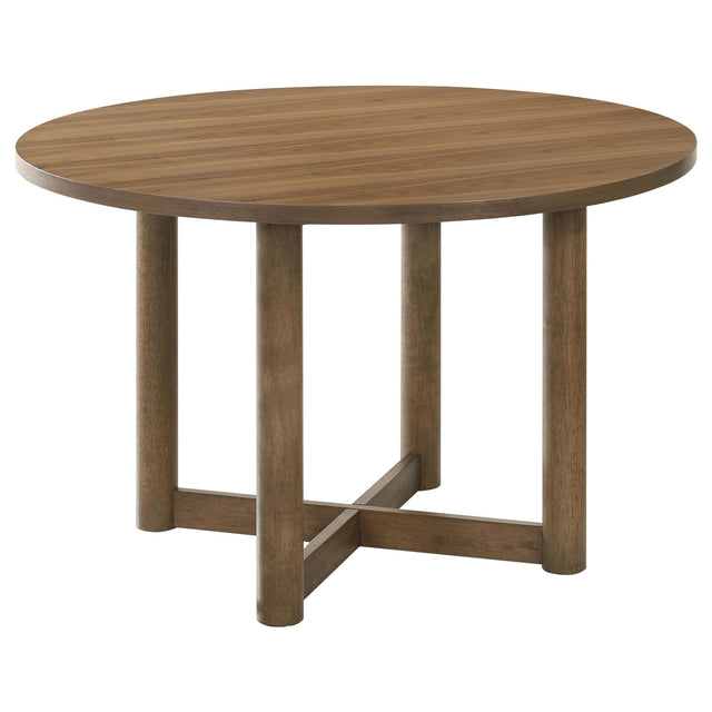 Biltmore 46-inch round wood dining table walnut finish front view
