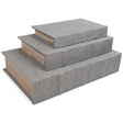 Jolina Gray Storage Box Set showing three sizes stacked