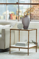 Ryandale Antique Brass Finish Accent Table front view