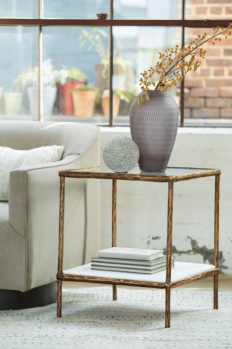 Ryandale Antique Brass Finish Accent Table front view