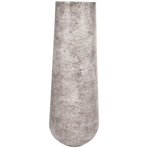 Fynn Antique White Metal Vase front angle