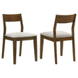 Almonte dining chair front view with dark brown upholstered seat