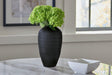Etney slate vase front view showcasing cut-glass pattern