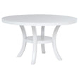 Judd 54-inch round pearl white dining table with storage shelf - front view
