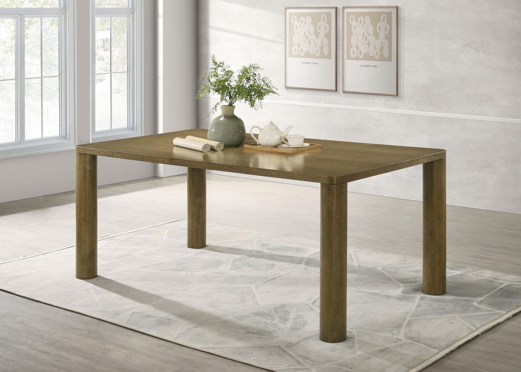 Castlewood 71-inch rectangular brown oak dining table, front view