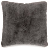 Gariland Gray Pillow front view showing plush faux rabbit fur texture
