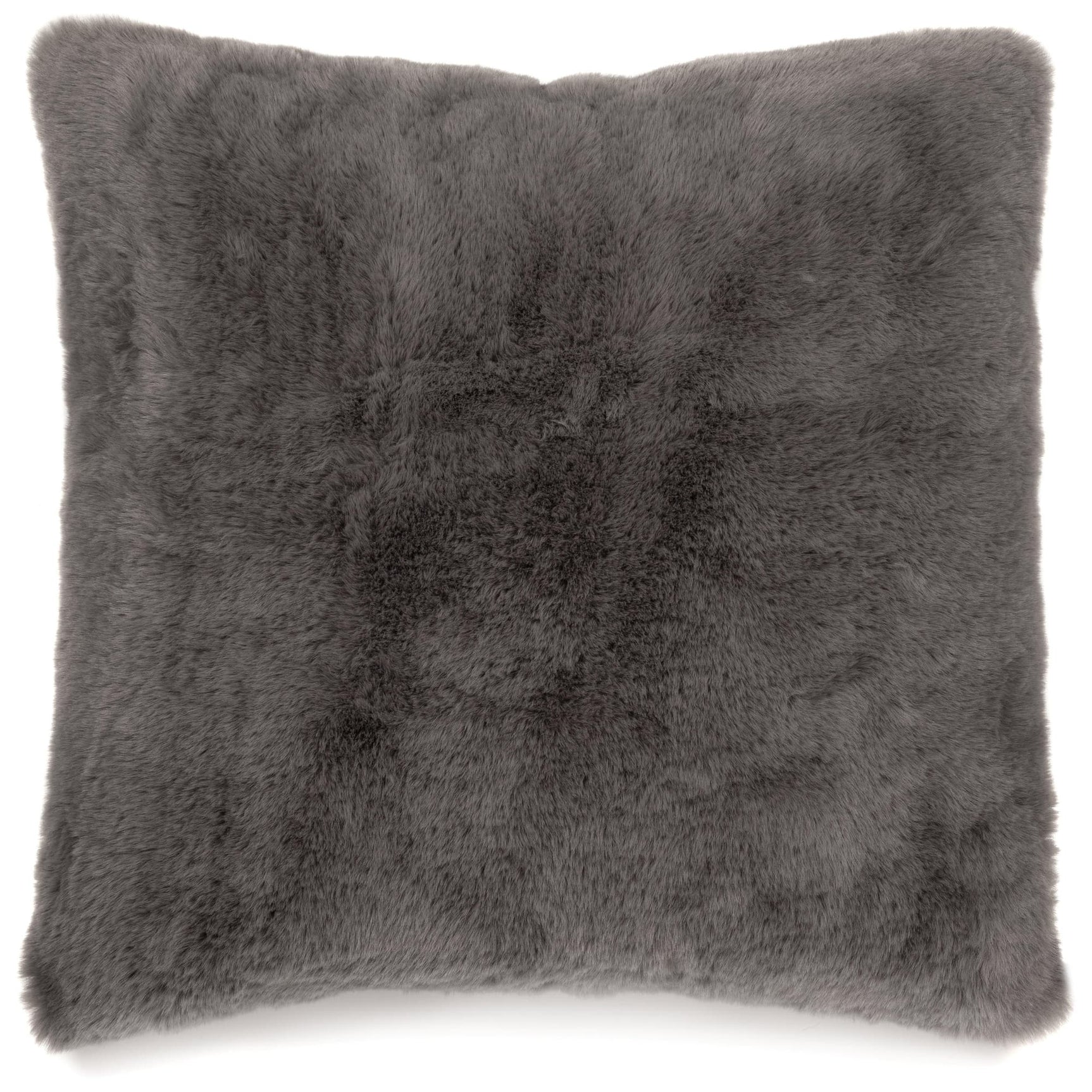 Gariland Gray Pillow front view showing plush faux rabbit fur texture