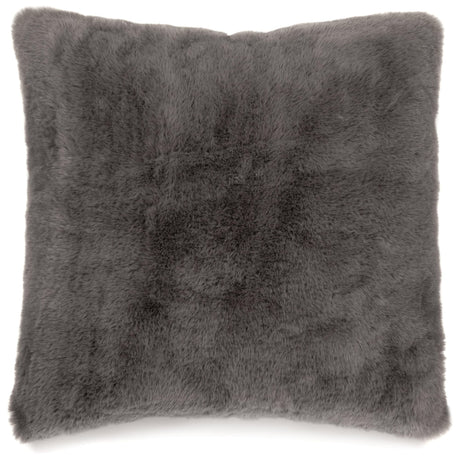 Gariland Gray Pillow front view showing plush faux rabbit fur texture