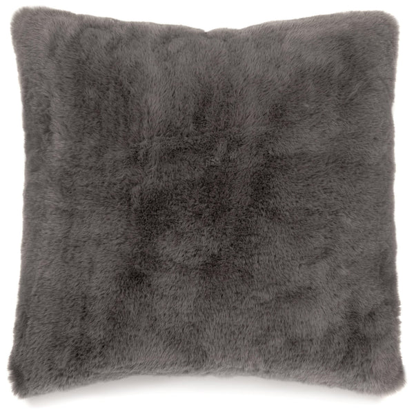 Gariland Gray Pillow front view showing plush faux rabbit fur texture