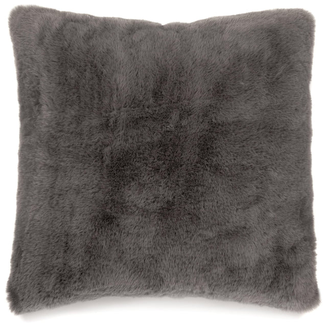 Gariland Gray Pillow front view showing plush faux rabbit fur texture