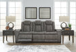 Next-Gen Durapella Slate Faux Leather Power Reclining Sofa angled open view