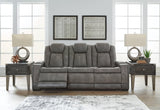 Next-Gen Durapella Slate Faux Leather Power Reclining Sofa angled open view