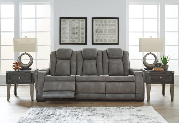 Next-Gen Durapella Slate Faux Leather Power Reclining Sofa angled open view