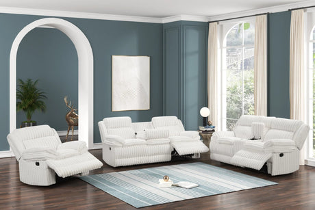 Heaven White 3-Piece Reclining Set front view