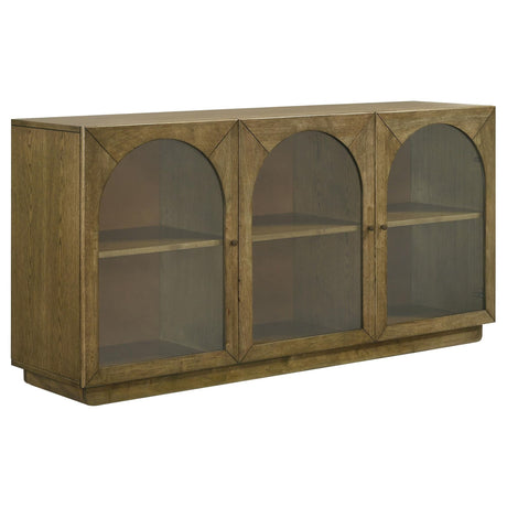 Castlewood 71-inch Dining Sideboard Buffet Server Brown Oak front angle