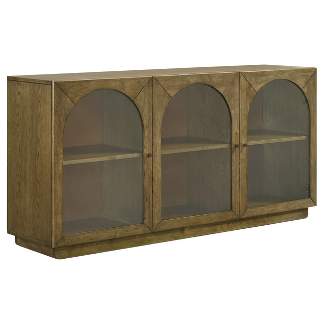 Castlewood 71-inch Dining Sideboard Buffet Server Brown Oak front angle