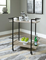 Waylowe Brown and Black Bar Cart front view