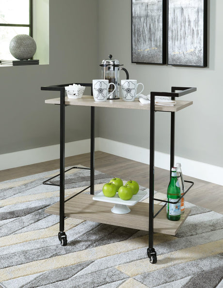 Waylowe Brown and Black Bar Cart front view