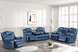 Galveston Blue Faux Leather Oversized 3-Piece Reclining Set front view